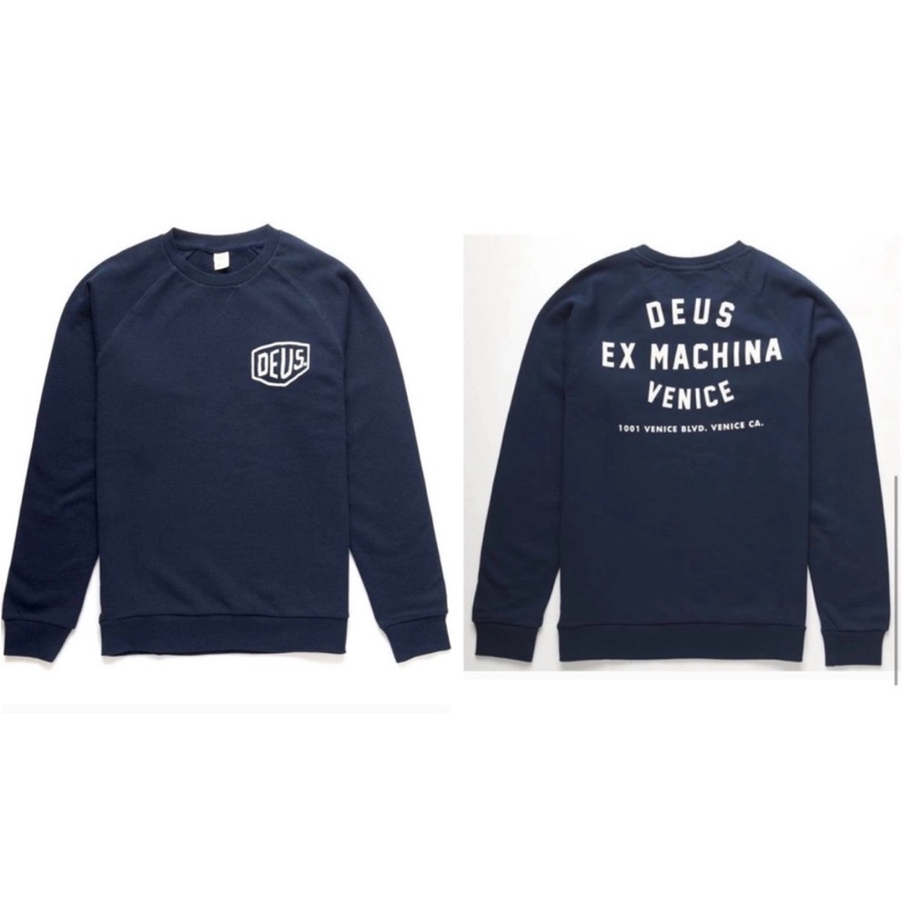 Sz XL Deus Ex Machina Venice Address Crewneck Sweatshirt Navy Cotton